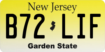 NJ license plate B72LIF