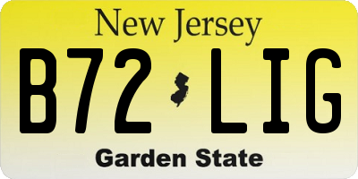 NJ license plate B72LIG