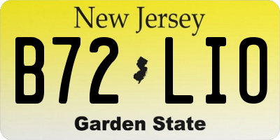 NJ license plate B72LIO