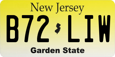 NJ license plate B72LIW