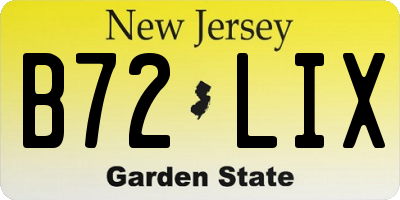 NJ license plate B72LIX