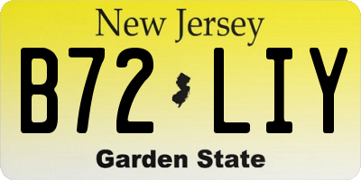 NJ license plate B72LIY