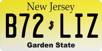 NJ license plate B72LIZ
