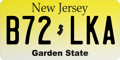 NJ license plate B72LKA