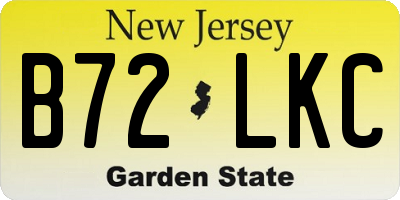 NJ license plate B72LKC