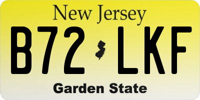 NJ license plate B72LKF