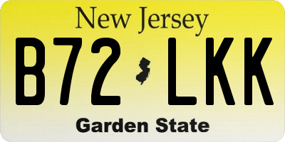 NJ license plate B72LKK
