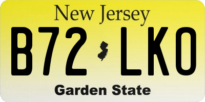NJ license plate B72LKO