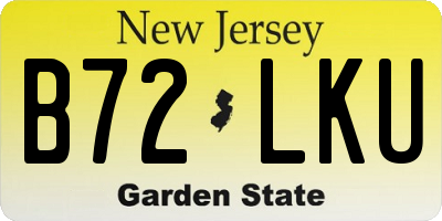 NJ license plate B72LKU