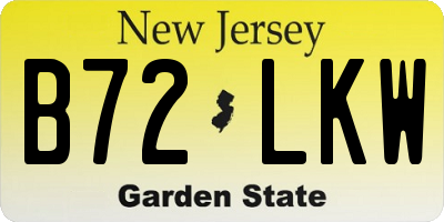NJ license plate B72LKW