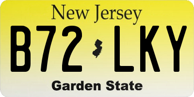 NJ license plate B72LKY