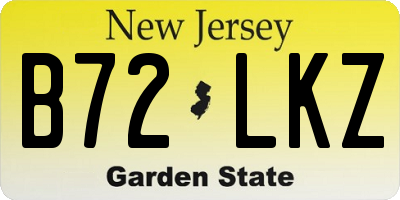 NJ license plate B72LKZ