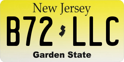 NJ license plate B72LLC