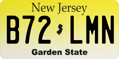 NJ license plate B72LMN