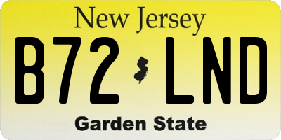 NJ license plate B72LND