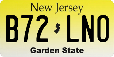 NJ license plate B72LNO