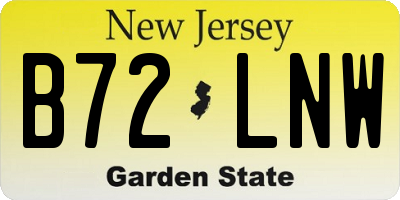 NJ license plate B72LNW