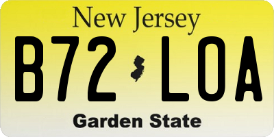 NJ license plate B72LOA