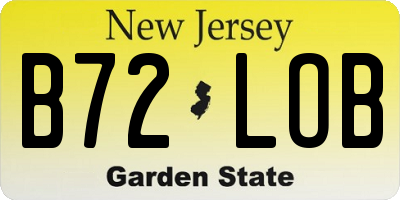 NJ license plate B72LOB