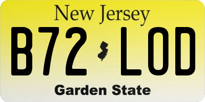 NJ license plate B72LOD