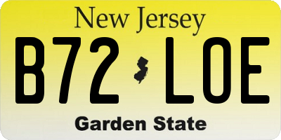 NJ license plate B72LOE