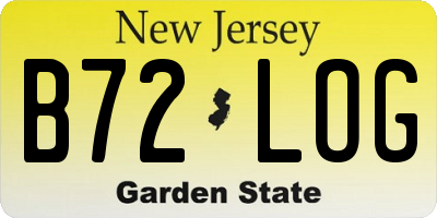 NJ license plate B72LOG