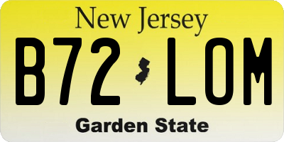 NJ license plate B72LOM