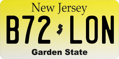 NJ license plate B72LON