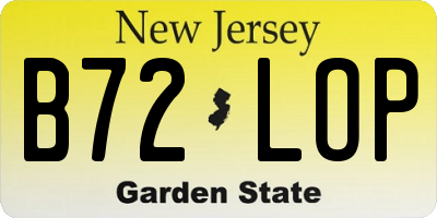 NJ license plate B72LOP
