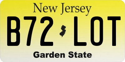 NJ license plate B72LOT