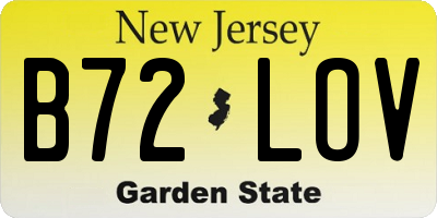 NJ license plate B72LOV