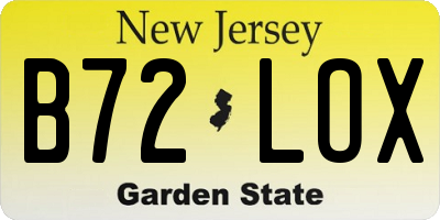 NJ license plate B72LOX