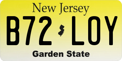 NJ license plate B72LOY