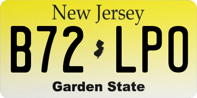 NJ license plate B72LPO