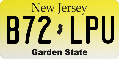 NJ license plate B72LPU