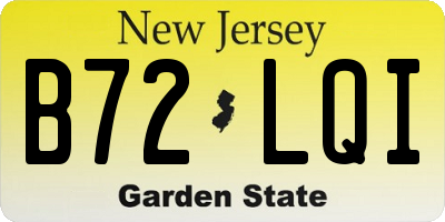 NJ license plate B72LQI
