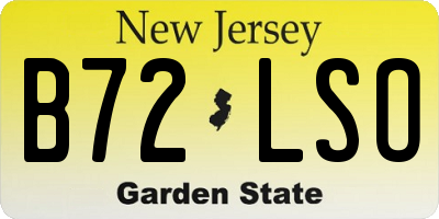 NJ license plate B72LSO
