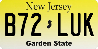 NJ license plate B72LUK