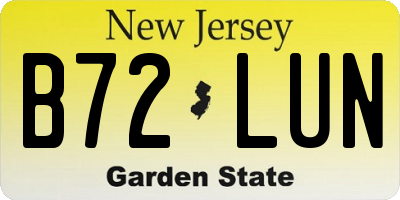 NJ license plate B72LUN