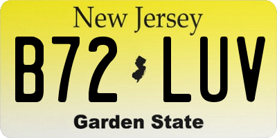 NJ license plate B72LUV