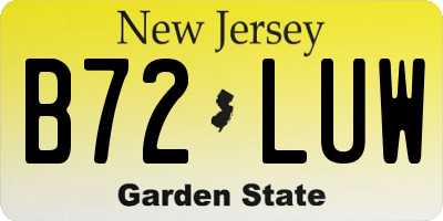 NJ license plate B72LUW