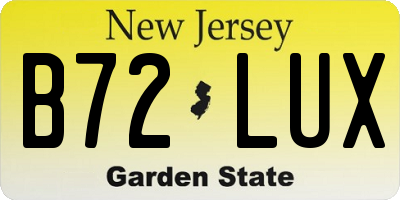 NJ license plate B72LUX