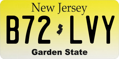 NJ license plate B72LVY