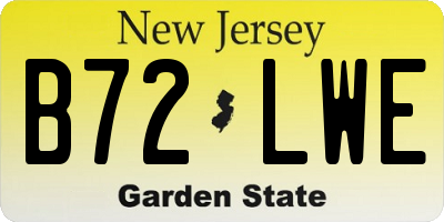 NJ license plate B72LWE