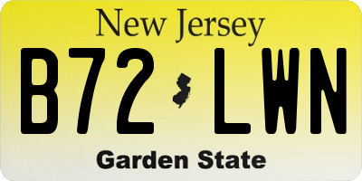 NJ license plate B72LWN