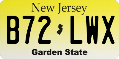 NJ license plate B72LWX