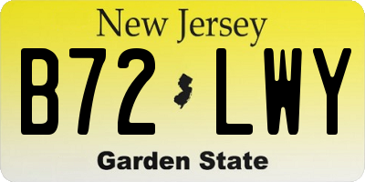NJ license plate B72LWY