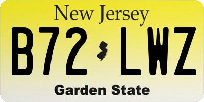 NJ license plate B72LWZ