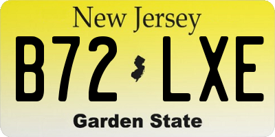NJ license plate B72LXE