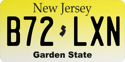 NJ license plate B72LXN